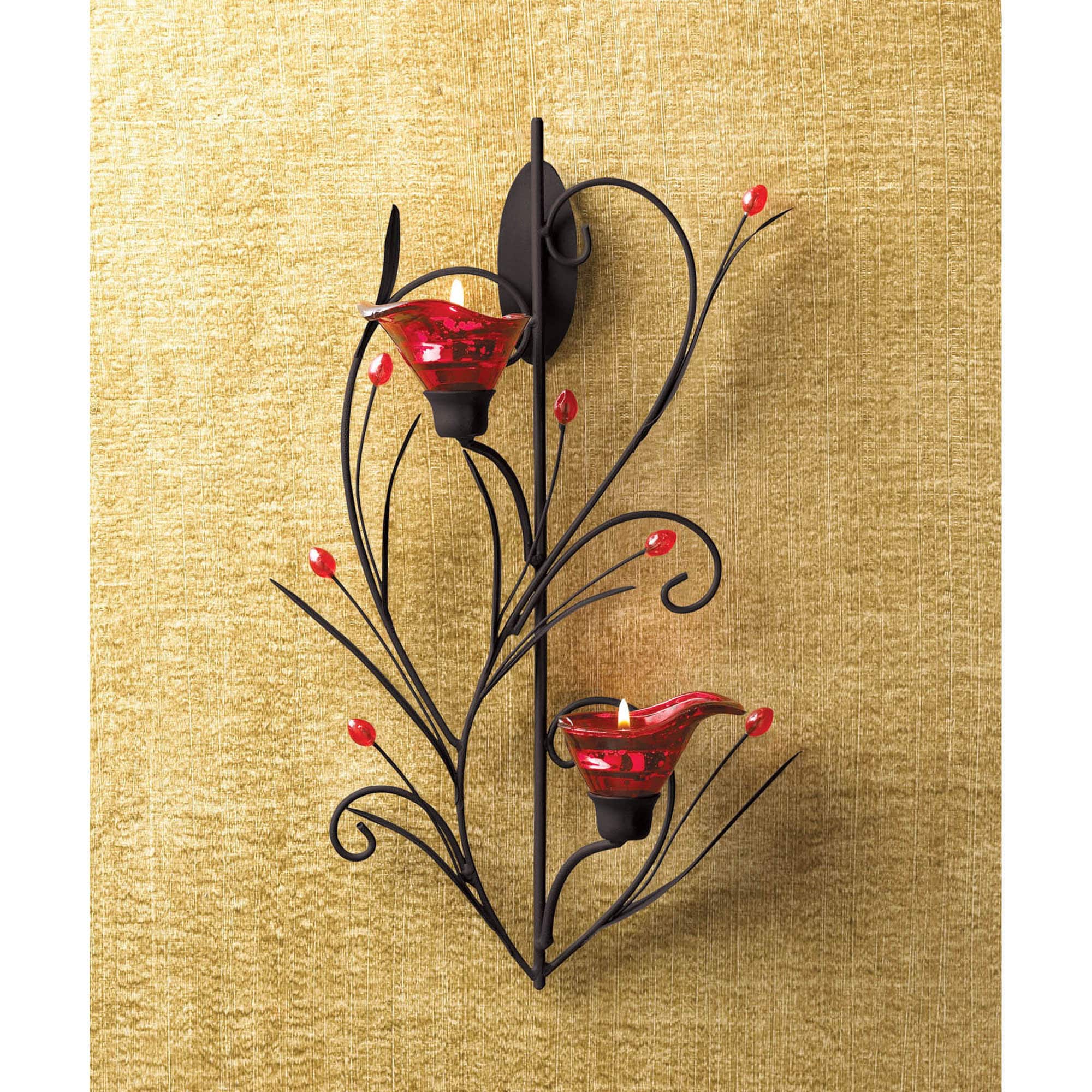 14.75" Ruby Blossom Candle Wall Sconce